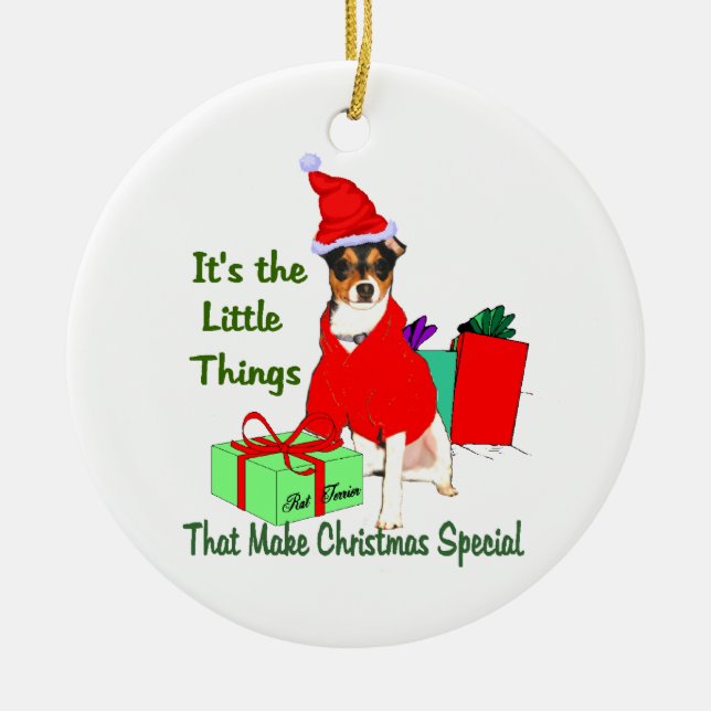 Ornamento de regalos de Navidades de Rat Terrier (Frente)