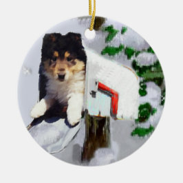Ornamento de regalos de Navidades de Rough Collie 