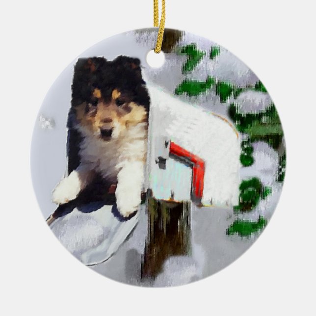 Ornamento de regalos de Navidades de Rough Collie  (Frente)