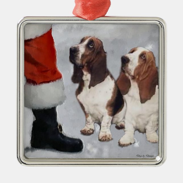 Ornamento de regalos de Navidades del Hound Basset (Frente)
