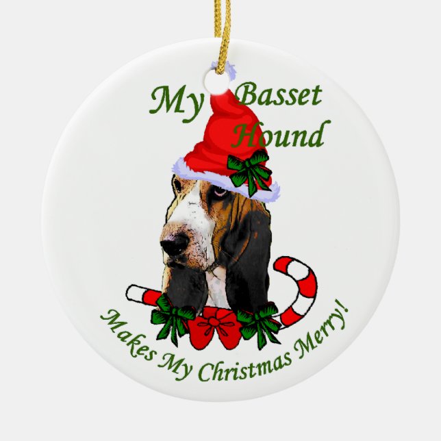 Ornamento de regalos de Navidades del Hound Basset (Frente)