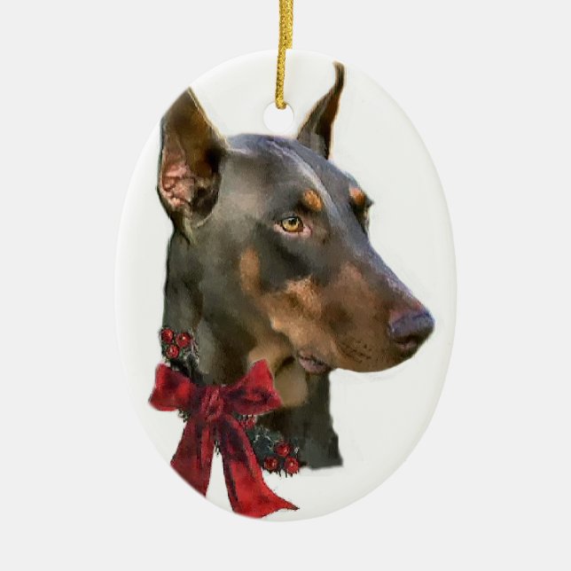 Ornamento de regalos de Navidades Doberman Pinsche (Frente)