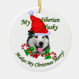 Ornamento de regalos de Navidades Husky siberiano