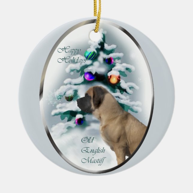 Ornamento de regalos de Navidades Mastiff en inglé (Frente)