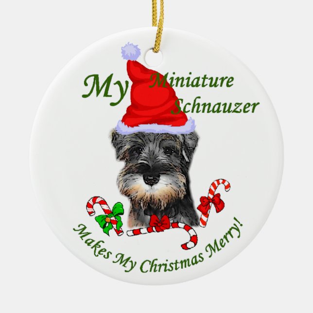Ornamento de regalos de Navidades Schnauzer en min (Frente)