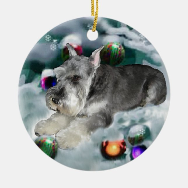 Ornamento de regalos de Navidades Schnauzer en min (Frente)