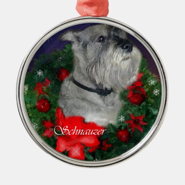 Ornamento de regalos de Navidades Schnauzer estánd (Frente)