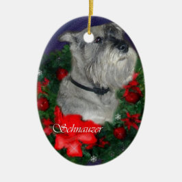 Ornamento de regalos de Navidades Schnauzer estánd