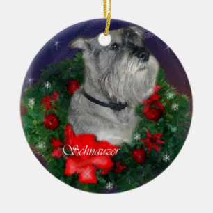 Ornamento de regalos de Navidades Schnauzer estánd