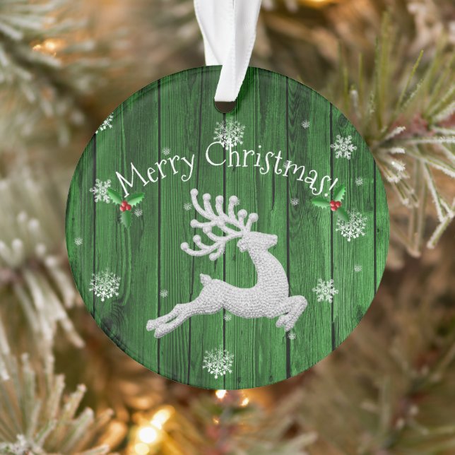Ornamento de renos de Navidades Rústicos Verdes (Árbol)