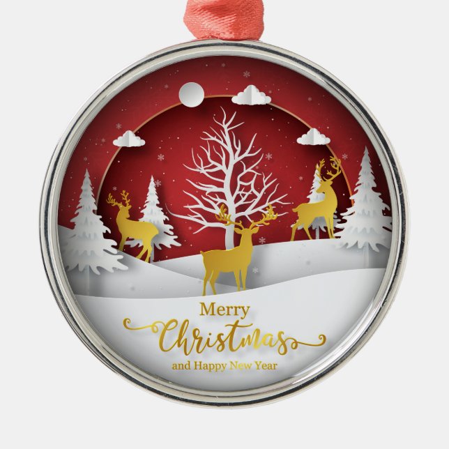 Ornamento de renos para navidades - Estilo de arte (Frente)