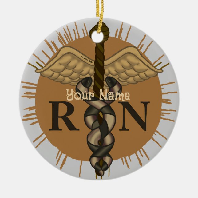 Ornamento de RN Nurse Caduceus (Frente)