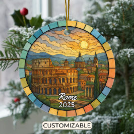 Ornamento de Roma de vidrio con mango personalizad