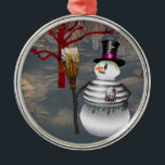Ornamento de Ronda Gótica de Snowman<br><div class="desc">Muchas personas que compran y recolectan ornamentos únicos encuentran un significado especial en sus adornos de sake. La recolección de ornamentos es una buena manera de recordar a los seres queridos durante la temporada de vacaciones de invierno, o para cualquier evento especial. Los ornamentos son decoraciones usadas para adornar árboles...</div>