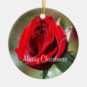 Ornamento de rosa rojo personalizado de la abuela