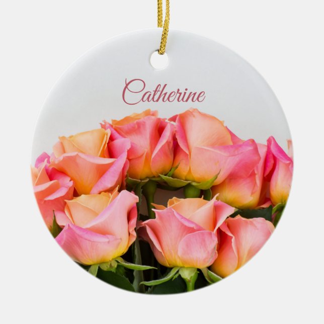 Ornamento de Rosas de nombres personalizados (Frente)