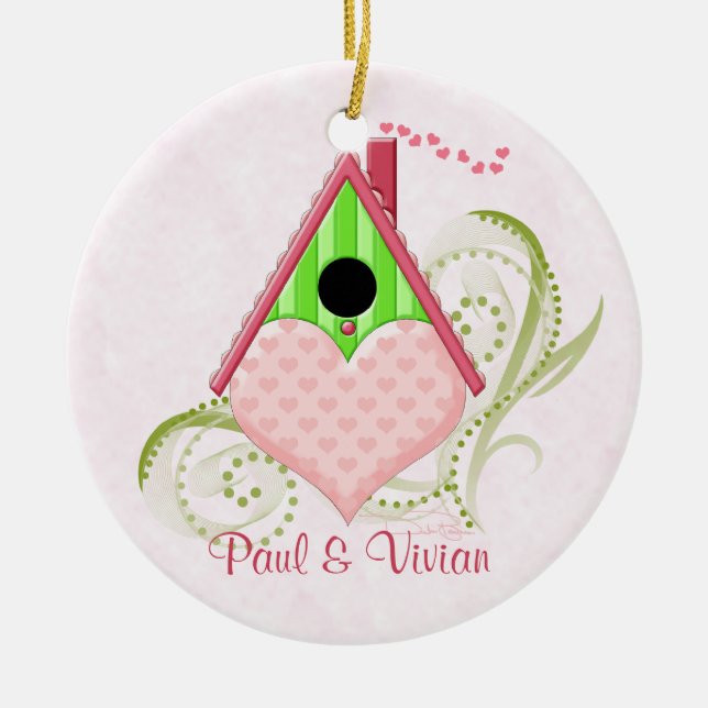 Ornamento de San Valentín con fondo (Frente)