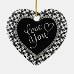Ornamento de San Valentín de Black White Love You