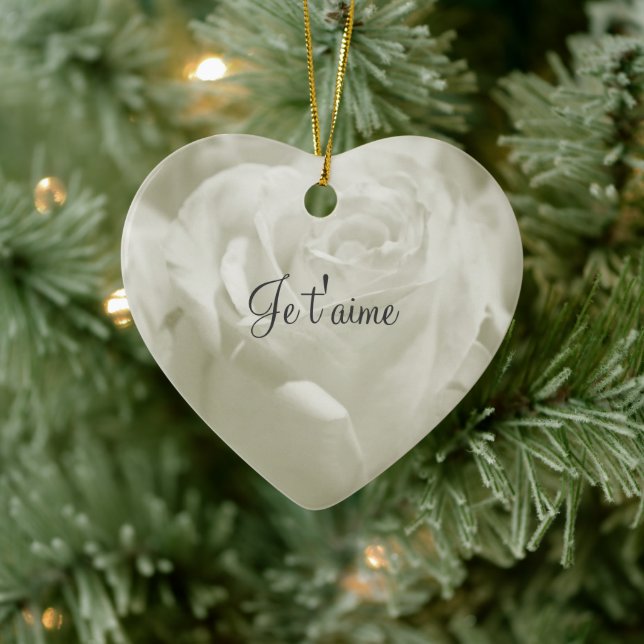 Ornamento de San Valentín de White Rose French Lov (Árbol)
