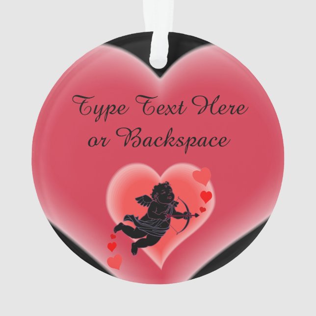 Ornamento de San Valentín Personalizado Cupido (Reverso)