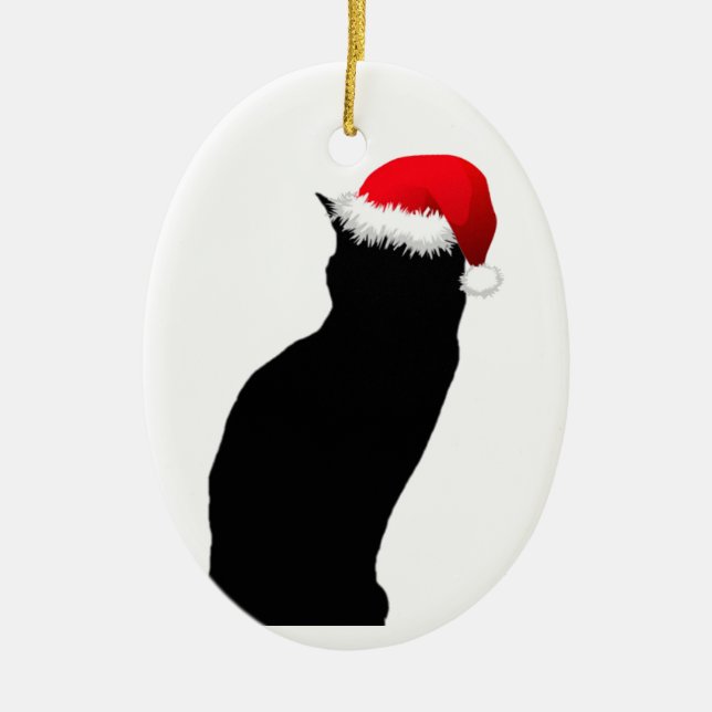 Ornamento de Santa del gato negro (Frente)