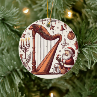 Ornamento de Santa Harp para Navidades personaliza