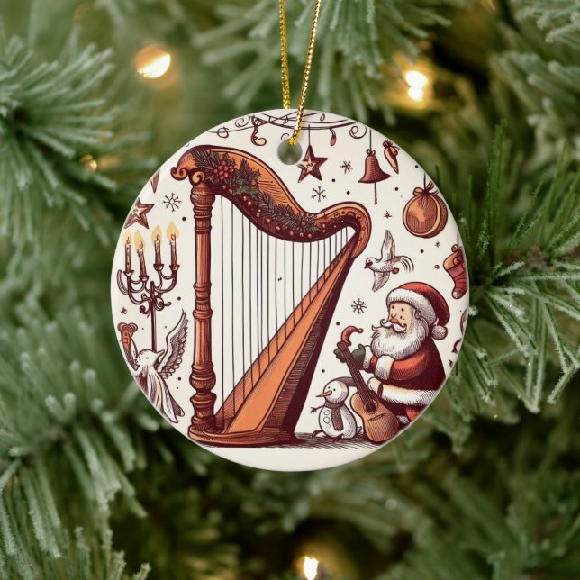 Ornamento de Santa Harp para Navidades personaliza (Árbol)