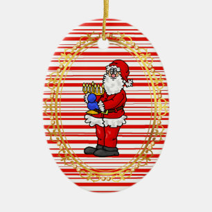 Ornamento de Santa Holding Menorah Chrismukkah