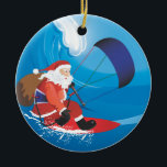 Ornamento de Santa Kitesurf<br><div class="desc">Un gran regalo de Navidades para tu kiteboard favorito o para ti mismo.</div>