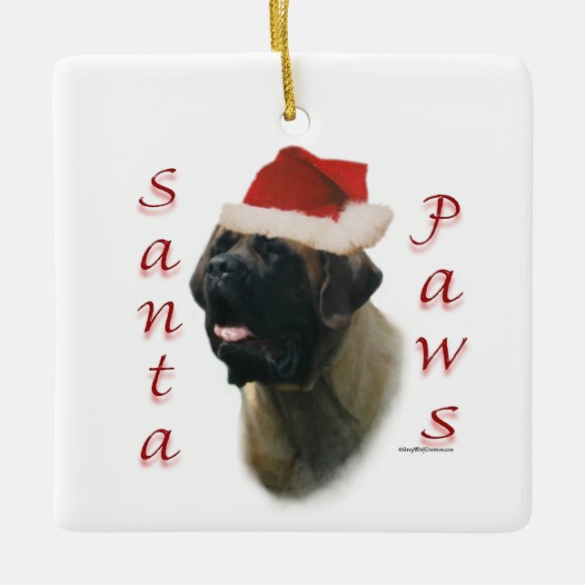 Ornamento de Santa Paws Mastiff (Anverso)