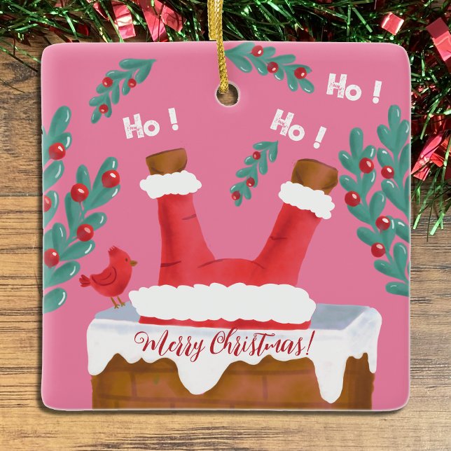 Ornamento de Santa Rosa Divertido (Fun double-sided Santa pink Christmas ornament .)