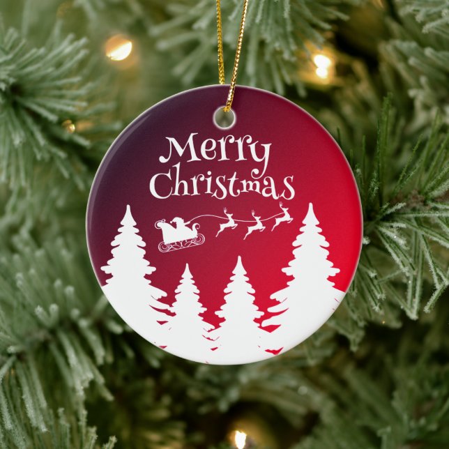 Ornamento de Santa sobre Sleigh - Árbol navideño f (Árbol)