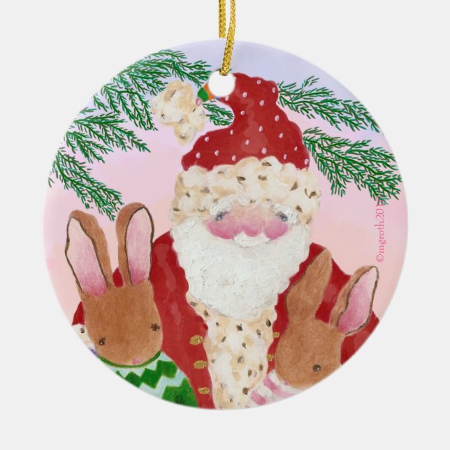 Ornamento de Santa y conejitos (Frente)