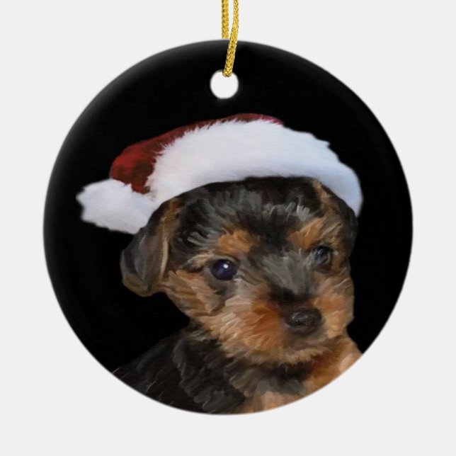 Ornamento de Santa Yorkie (Frente)