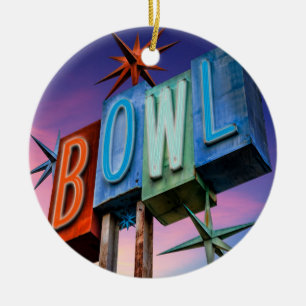 Ornamento de señas Retro Neon BOWLing