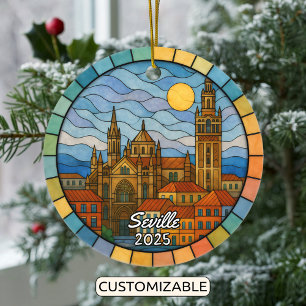 Ornamento de Sevilla de Cristal Manchado Personali
