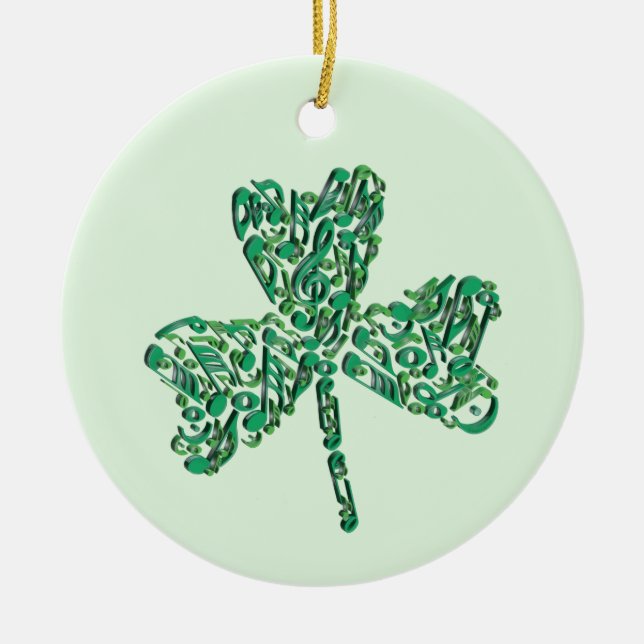Ornamento de Shamrock Music Notes (Frente)