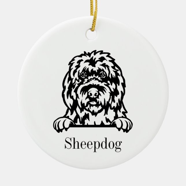 Ornamento de Sheepdog de Inglaterra antigua (Frente)