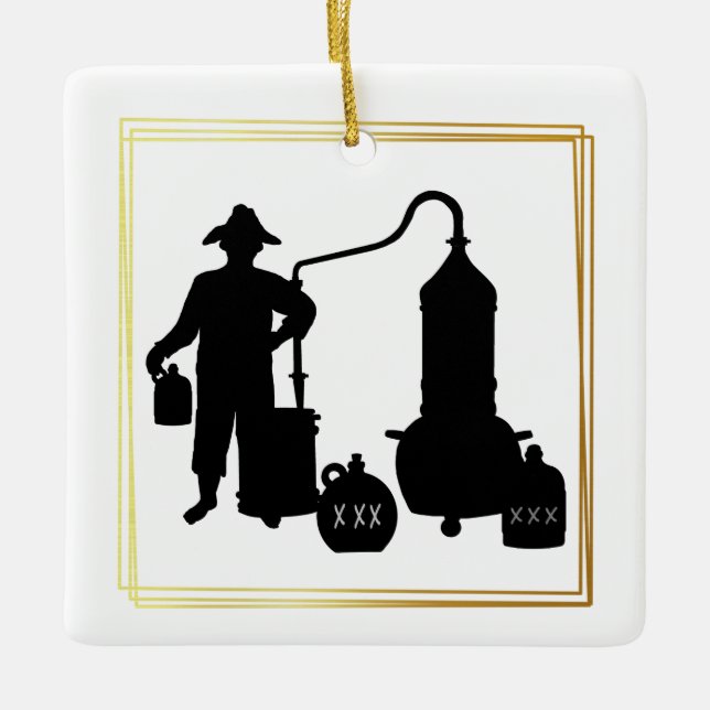 Ornamento de silueta negra de Moonshine Day (Anverso)