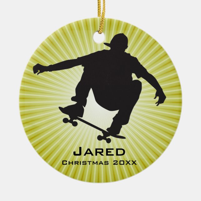 Ornamento de Skateboarding personalizado (Frente)