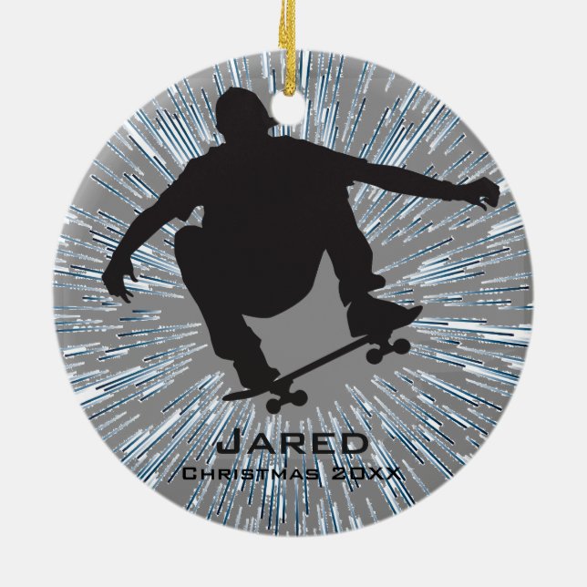 Ornamento de Skateboarding personalizado (Atrás)