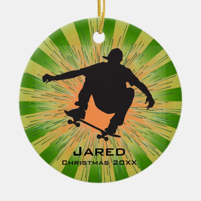 Ornamento de Skateboarding personalizado (Frente)