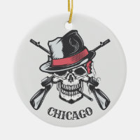 Ornamento de Skull & Guns de texto personalizado