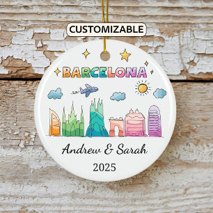 Ornamento de Skyline Barcelona personalizado, Espa