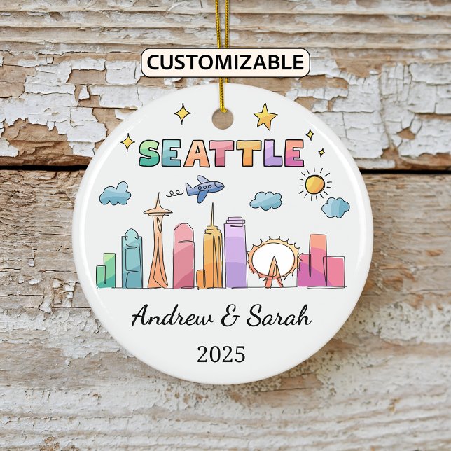 Ornamento de Skyline Seattle personalizado, Washin (Subido por el creador)