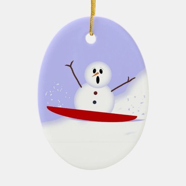 Ornamento de Sledding Snowman (Frente)