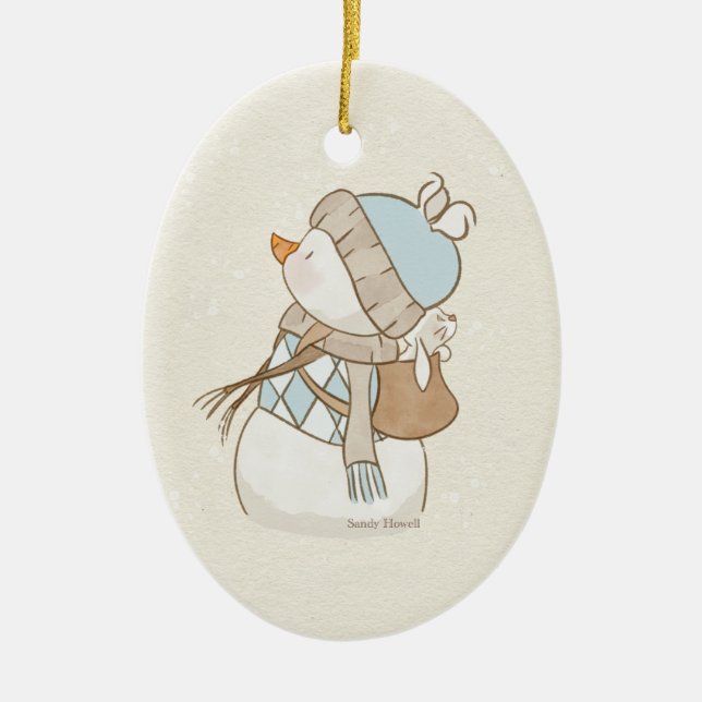 Ornamento de Snowman azul (Frente)