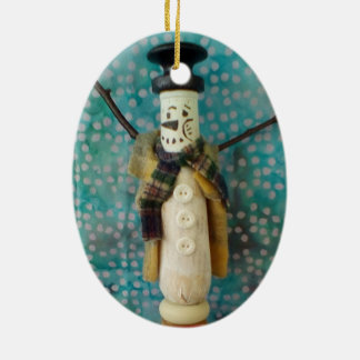 Ornamento de snowman con juguete de madera