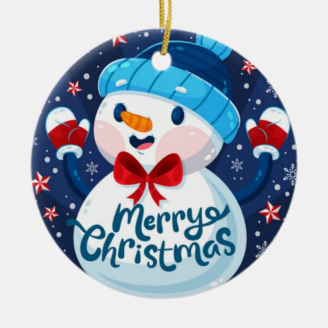 Ornamento de Snowman de Feliz Navidad (Frente)