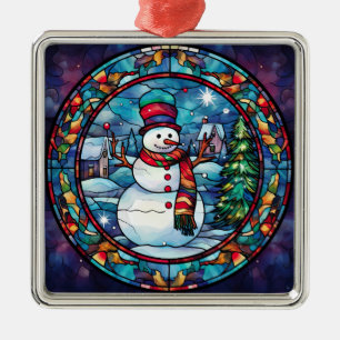 Ornamento de Snowman de vidrio templado